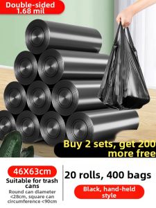 DINGGU | Heavy Duty Handled Black Garbage Bags for Home and Office