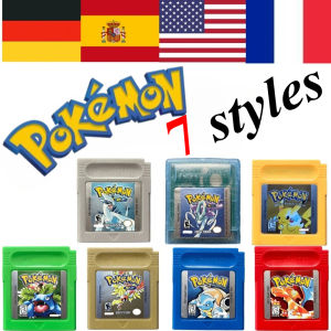 Bandai | 7 Styles Pokémon 16-Bit GBC Game Cartridge Red Blue Green Gold Silver Crystal French/Spanish/German/English Version