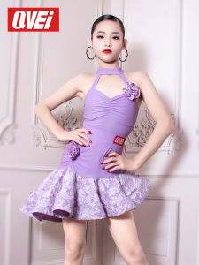 Professional Latin Dance Performance Costume Set for Girls QVEi Practice Suit Fresh Style Nylon Fabric Ballet Competition Outfit