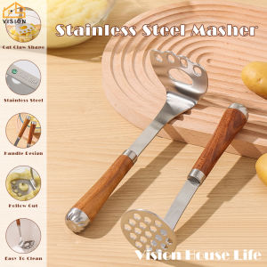 Tầm Nhìn 304 Thép Không Gỉ đồ nghiền khoai tây không dính Gỗ Tay Khoai Tây Ricer Nấu Ăn thức ăn trẻ em Masher Bơ Nghiền Máy Nghiền Nhà Máy Nghiền Tỏi thực phẩm bổ sung Máy Nghiền nấu bếp Công Cụ