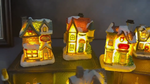 【Buy1 Take1】 Lighting Up DIY Christmas Tiny Resin House Village Miniature Model Chrismas LED Lights House Xmas Gift Ornaments Birthday Present Darestoper