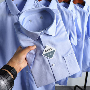 เสื้อเชิ้ตแขนสั้นผ้าฝ้ายลินินระดับไฮเอนด์ ไม่ต้องรีด สำหรับผู้ชาย ฤดูร้อน 2024 เสื้อเชิ้ตคอเหลี่ยมสไตล์ธุรกิจลำลองสำหรับใส่ไปทำงาน