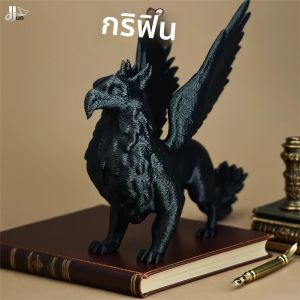 ของตกแต่งรูปปั้นกริฟฟินแบบกอธิค สัตว์ในตำนานสีดำ สำหรับตกแต่งโต๊ะทำงาน ห้องนั่งเล่น งานฝีมือสร้างสรรค์