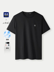 เสื้อยืดคอกลมแขนสั้นทรงหลวมสำหรับผู้ชาย HLA Spring Summer 2025 Cool Feeling Series ผ้าฝ้ายผสม Polyester สำหรับฤดูร้อน