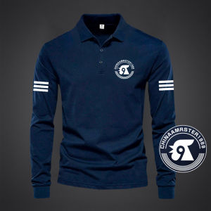 Pure Cotton Long Sleeve Polo Shirt Mens Autumn New Style Premium Print Business Casual Versatile Flip Collar T-Shirt Base Layer