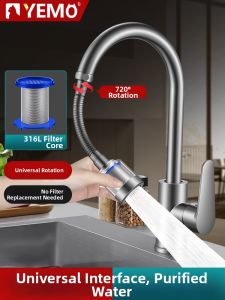 YEMO | Extended Water Filter Faucet with Splash Guard and Pressure Boost