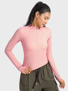 Áo Tập Yoga Chống Gió DQ028 Áo Khoác Dài Tay Ôm Vừa Vặn Có Khóa Kéo Cổ Đứng Áo Thể Thao Ngoài Trời Cho Nữ Mùa Thu