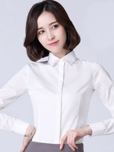 Professional Womens Long Sleeve Shirt Elastic Fiber No Ironing Spring Autumn New Style White Slim Fit Business Formal Shirt