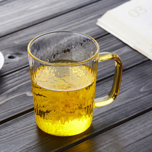 High Borosilicate Glass Cup with Handle for Drinking Water And Tea Transparent Heat Resistant Office Use Single Layer round Shape