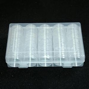 100Pcs Dia 27mm Round Cases Coin Storage Capsules + 1Pc Plastic Storage Box Organizer For Coin Collection Coin Case Organizer