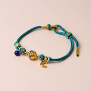 CHOW SANG SANG 周生生 999 24K Solid Gold & Lapis Lazuli Charm Bracelet for Women Size 22cm 95615B