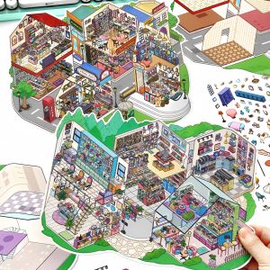 Infeelme Large Size Scenic Stickers Open for Business Series Miniature Scene Decorative Paper Products Business Supplies