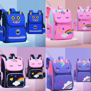 Kids School Backpack Unicorn Design Bags Large Capacity Waterproof for Boys and Girls