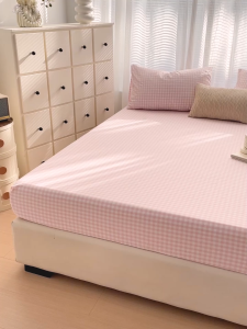 Abraca Dabra Japanese Simple Check Fitted Sheet - Dust Mite Resistant Canadian Cotton Soft Durable Wear Resistant Single/Double/Queen/King Size Sheet