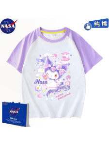 Cotton Short Sleeve T-Shirt NASA Kids Casual Breathable Pure Cotton Children Sister Outfit Cute mid Large Children Top Parent-Child Clothes