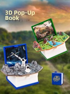 WOWEIAOKUANG | 3D Folding Pop-up Dinosaur Astronaut Book Keychain Stress Relief Toy