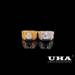 N1026 Nhẫn nam UHA có lót lòng đính đá CZ cao cấp- si mạ bền màu - kiểu dáng năng động trẻ trung