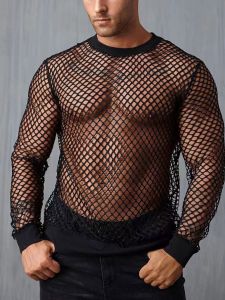 Slim Fit Long Sleeve Mesh Base Shirt Breathable round Neck T-Shirt Polyester Fiber Summer Youth Fashion Casual Wear