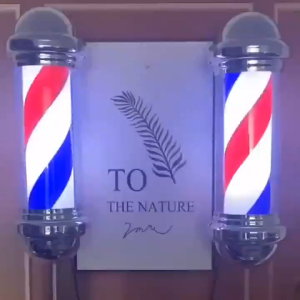 (70cm) Barber Shop Pole Lamp Waterproof Red White Blue Rotating LED Light Bar Logo Hair Salon 220V