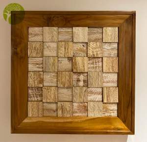 Hiasan dinding kayu jati white wash finished size 40x40cm