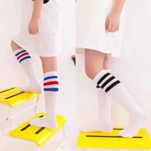 Kids Knee High Socks Spring Autumn Fashion Striped Cotton Sports White Stockings For Girls Boys Preppy Style Football Long Sock