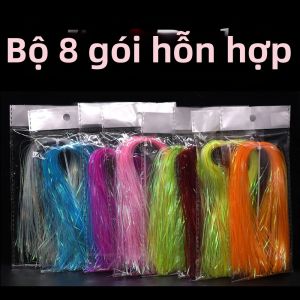 8 Gói Chỉ Nhũ Holographic Flashabou Sợi Kim Tuyến Óng Ánh Chỉ Mylar Lấp Lánh Dùng Làm Đồ Câu Tự Chế Làm Mồi Câu Nguyên Liệu Câu Cá