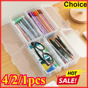 4/2/1pcs Translucent PencCase Large Capacity Lightweight Convenient for School Supplies Storage Pen Box Organizer Box