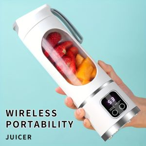 Portable Usb Rechargeable Mini Blender & Juicer - Digital Display 12-BladeEasy Clean Ideal For Travel - Fresh Juices Anywhere