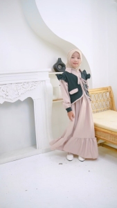 Asyfa Dress Kids Baju Gamis Anak Perempuan Usia 5-12Th Fashion Muslim Wanita One Set Outer Cardygann