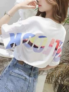 QIANSHUIYIYUN | Lettering Loose Womens T-shirt