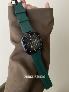 Vertical Lining Niche Style Fancy Square Silicone Watch Casual All-Matching Graceful Student Fashion Retro Waterproof Ins Style