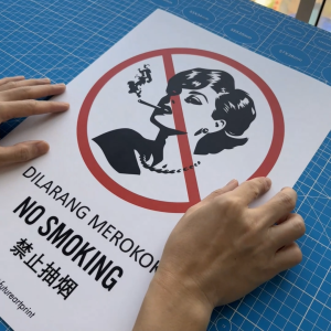 No Smoking. Dilarang Merokok. 禁止抽烟. Premium Sticker Prohibition Sign. Prohibited Notice Signage. Laminated Waterproof Scratch Resistant. Suitable for Indoor and Outdoor. Retro Special Unique Exclusive Design. Woman Female Version.