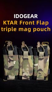 IDOGEAR TEAR Front Flap Triple Magazine Pouch Hook&loop For 556 Elastic Velcro-tape Outdoor Camo Magazine Holder 3599