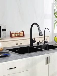 Kitchen sink nano black stainless steel sink double sink thickened sink vegetable basin wash basin (faucet optional)