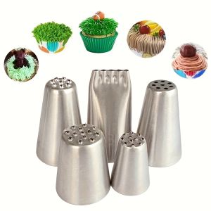 5Pcs Metal Cake Cream Decoration Tips Set Pastry Tools Stainless Steel Piping Icing Nozzle Cupcake Head Dessert Decorators Tools