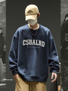 Mens Sweatshirt Spring Autumn American Hip Hop Lettering Loose round Neck Long Sleeve Cotton Comfortable Casual Top