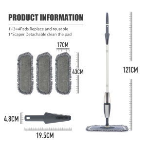 Magic Spray Mop Wooden Floor with Reusable Microfiber Pads 360 Degree Handle Home Windows Kitchen Mop Sweeper Broom Clean Tools