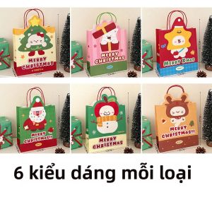 6 Chiếc Túi Quà Giáng Sinh Hoạt Hình Cầm Tay Túi Giấy Bảo Quản Thân Thiện Với Môi Trường Để Đóng Gói Quà Tặng Sử Dụng Đa Năng