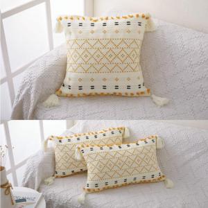 Pure Cotton Bohemian Tassel Cushion Office Lumbar Pillow Bed Headrest Sofa Cover Home Decorative Cushion Square Rectangle