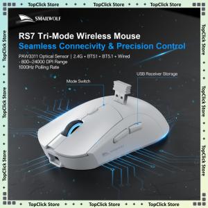 SMAILWOLF | SMAILWOLF RS7 Wireless Mouse with PAW3311 Sensor 500mAh Battery USB-C Wired Bluetooth 5.1 2.4GHz and 1000Hz for PC Gaming