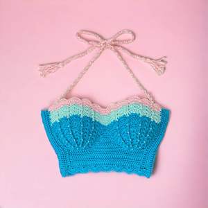 บรานางเงือก ทรงเปลือกหอย ปักไข่มุก บิกินี่ไหมพรม แฮนด์เมดสวยมาก