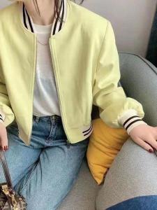 เสื้อแจ็คเก็ตสั้นหลวมๆ สีบล็อกแฟชั่นฤดูใบไม้ผลิและฤดูใบไม้ร่วง เสื้อคลุมกันหนาวแบบลำลองที่สวมใส่ได้หลากหลาย