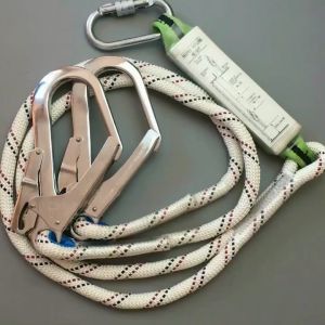 2m Safety Hook Dengan Absorber Lanyard Safety Double Big Hook Untuk Full Body Harness Safety Belt