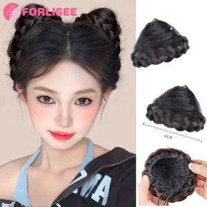 FORLISEE Synthetic Cat Ear Wig Bag Wig Womens Bun To Increase Hair Volume Fluffy Croissant Clip-on Newly Upgraded Ball Head