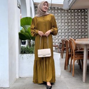 Viena Dress Gamis Polo Linen Premium Kekinian