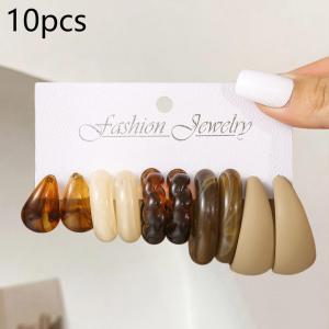 Cute Sweet White Heart-shaped Earrings Bohemian Resin coffee colored droplet C-shaped Earrings Daily Casual Party Dating Jewelry