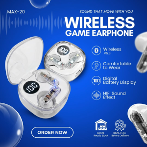 TWS Gaming Earbuds - Max-20 - Ultra Low Latency Digital Battery Display PRO Wireless Earbuds