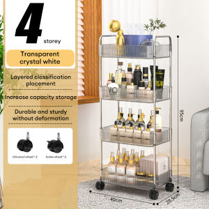 (Malay inventory)Multi purpose transparent cart Multi-layer Thin Storage Rack Wheeled Cart Movable Sorting Rack手推车