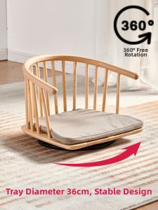 vivTree | Rotating Armrest Tatami Chair Wooden