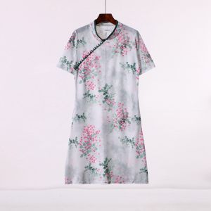 Váy Ngắn Tay Mùa Hè Mới Của Thương Hiệu Nhà Giảm Giá Váy Cạp Cao Phong Cách Trung Hoa Cổ Điển Chất Liệu Polyester Trang Phục Thường Ngày